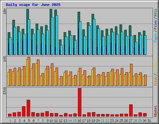 Daily usage for June 2025
